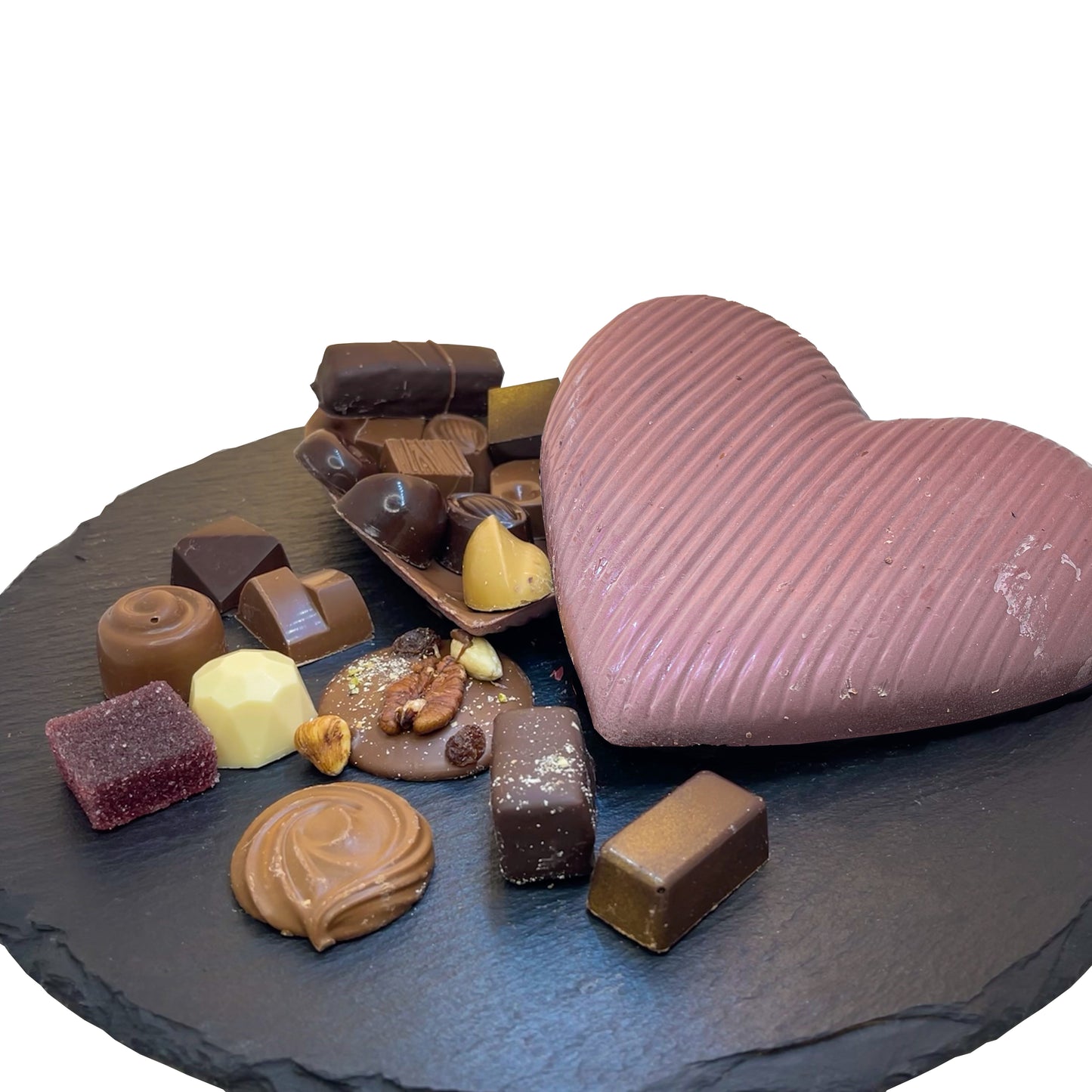 Grand coeur en chocolat garni
