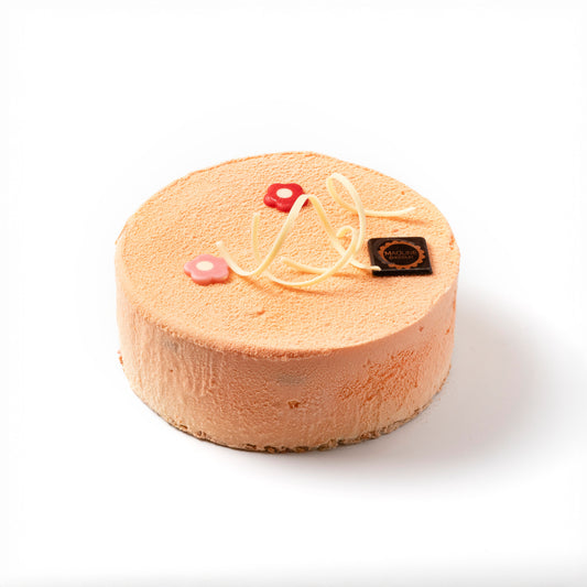 Gâteau glacé melon et coulis de framboise